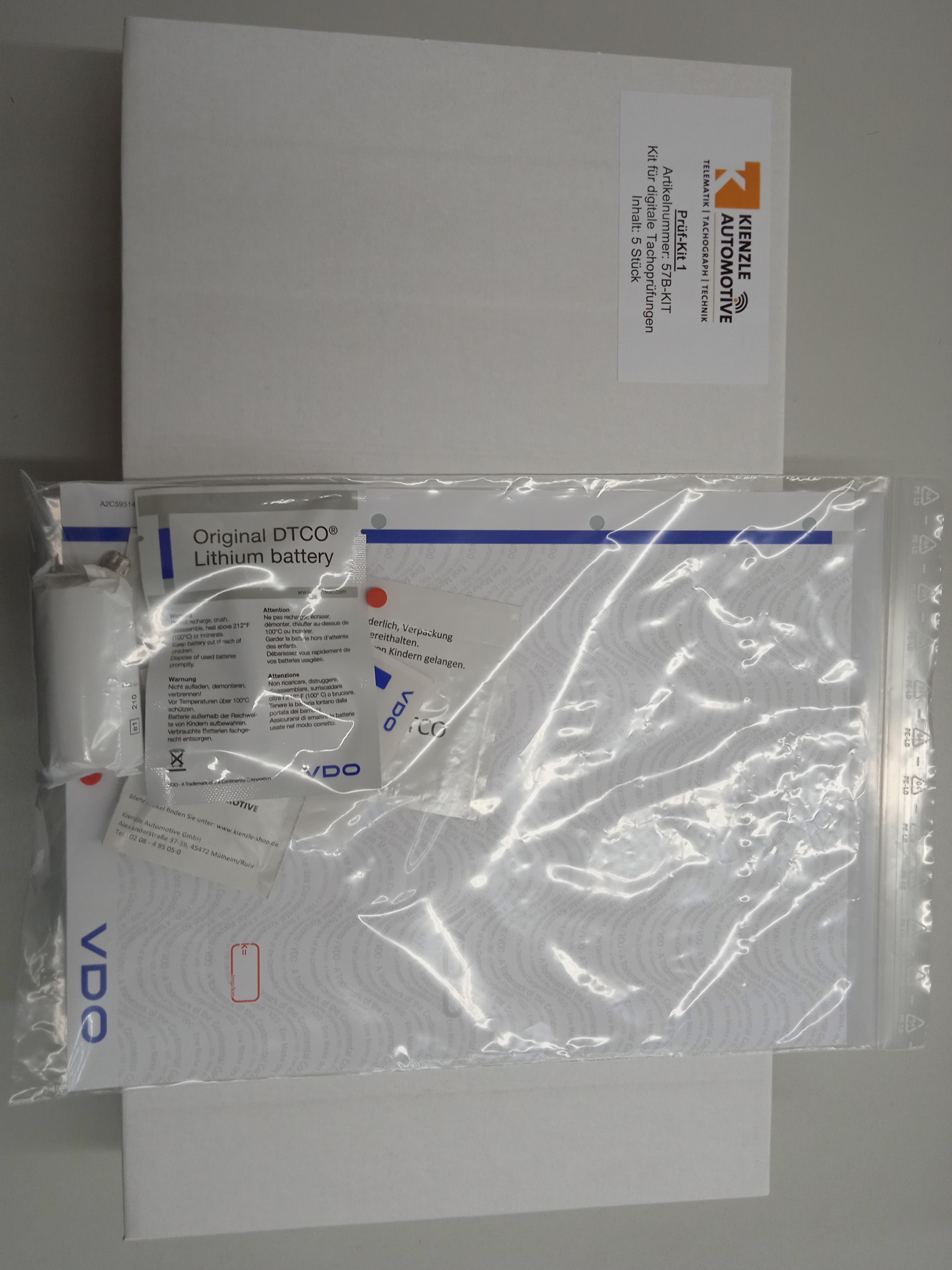 Kienzle test kit for DTCO 1.0-3.0 (PU:1=5 pieces)