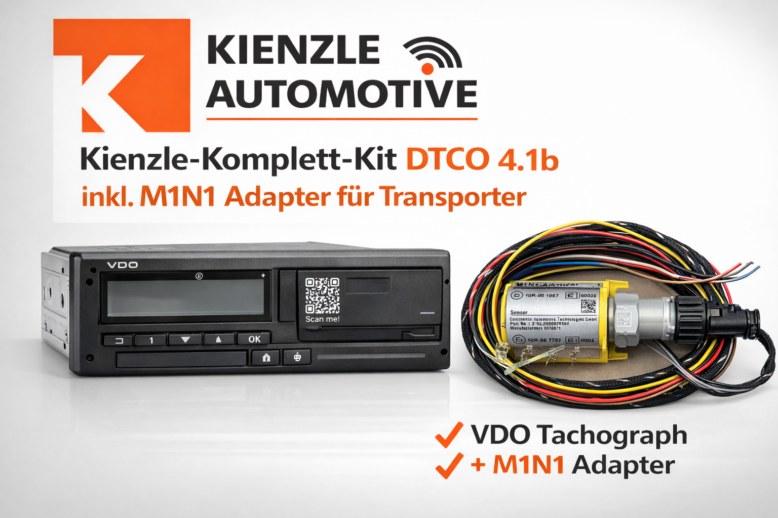 Kienzle Komplett-Kit mit M1/N1-Adapter und intelligentem DTCO 4.1b Tachograph ohne CAN für LCV Transporter 