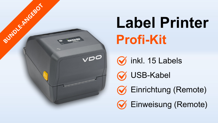 VDO Label Printer package (with setup and instruction via remote) incl. 15 labels