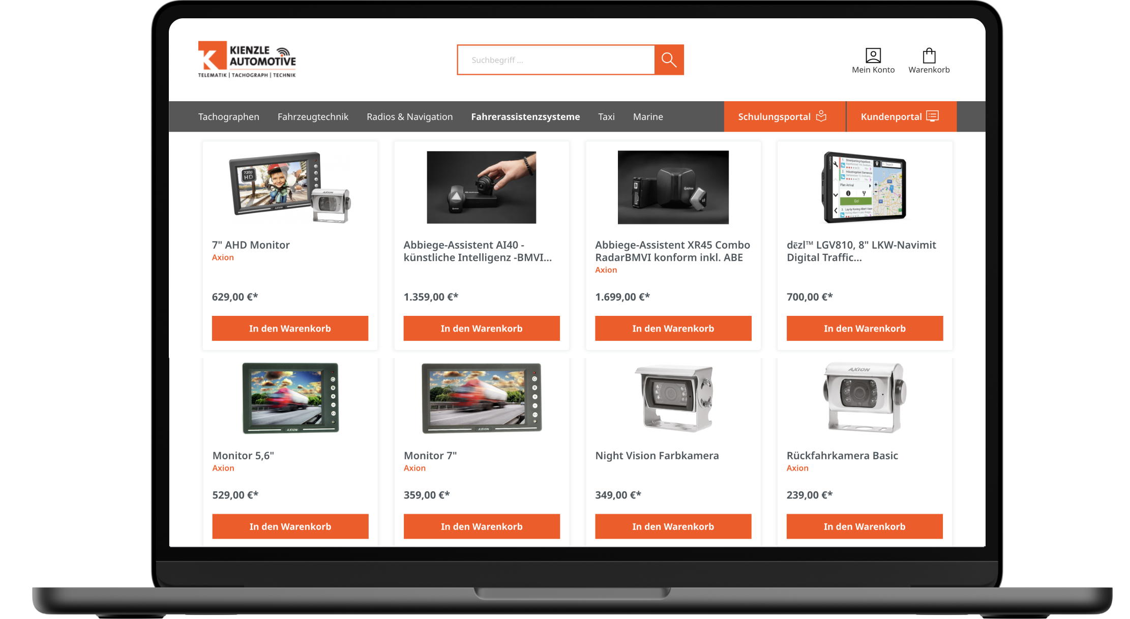 Kienzle Portal auf Laptop zu sehen