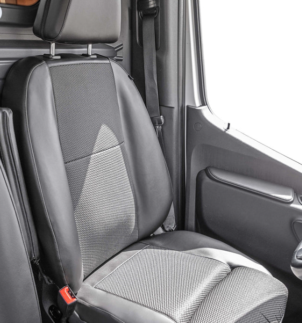 Mercedes Benz Sprinter 907 from 06/2018: Seat covers for driver and passenger as a set with airbag function, with extendable thigh support