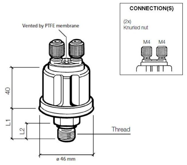 VDO pressure sender, 10 bar, M10x1, mass-free