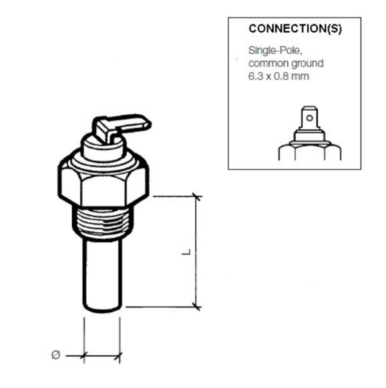 VDO temperature sender, 120°, M16x1,5, via ground